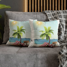 Load image into Gallery viewer, Beach Scene Faux Suede Square Pillowcase