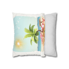 Load image into Gallery viewer, Beach Scene Faux Suede Square Pillowcase